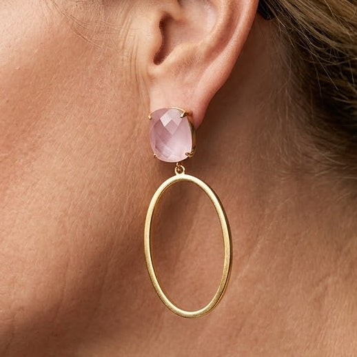 Rose quartz hoop earrings