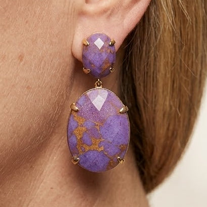 Double Purple Mohave Copper Drop Earrings