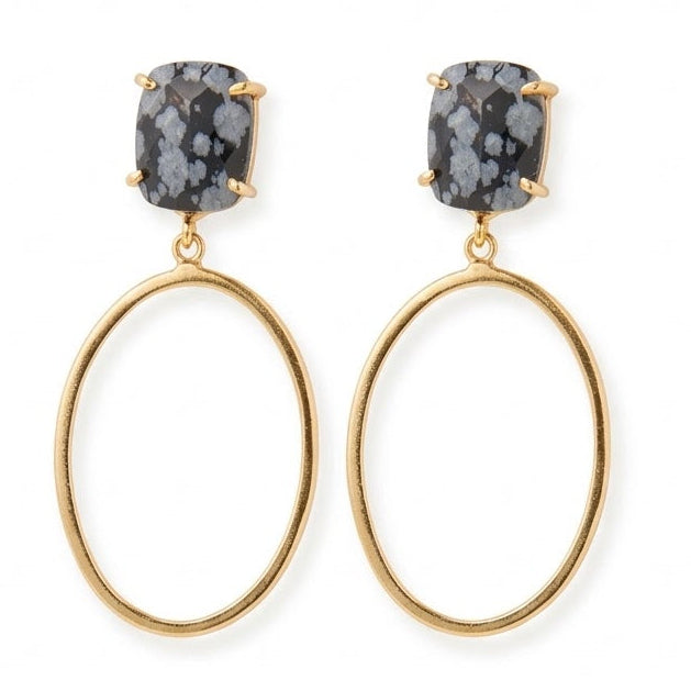 Snowflake Obsidian hoop earrings