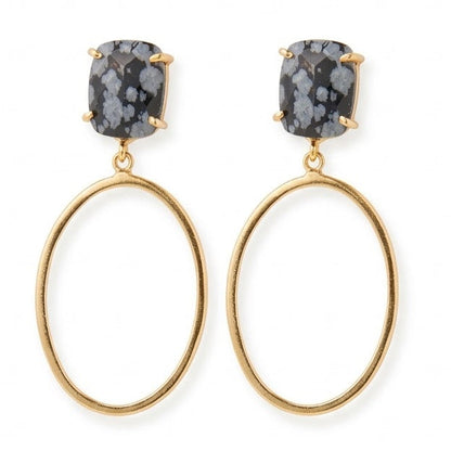 Snowflake Obsidian hoop earrings