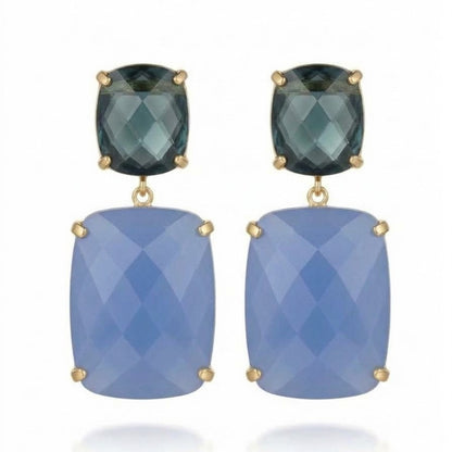 Blue Topaz and light blue Chalcedony drop stone earrings
