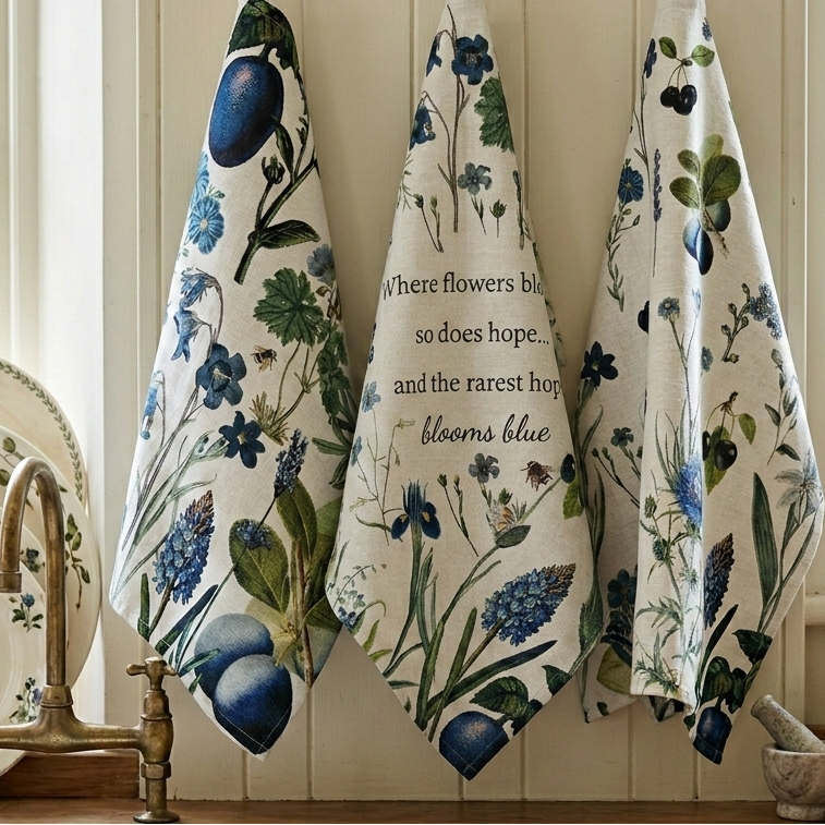 Tea Towel - Blue Wonder Words