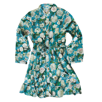 Rosehip Design Josie Cotton Dress is a knee-length cotton tiered dress with a tie belt and pockets.

Make a glamorous entrance in our breezy Camelia Ocean design.