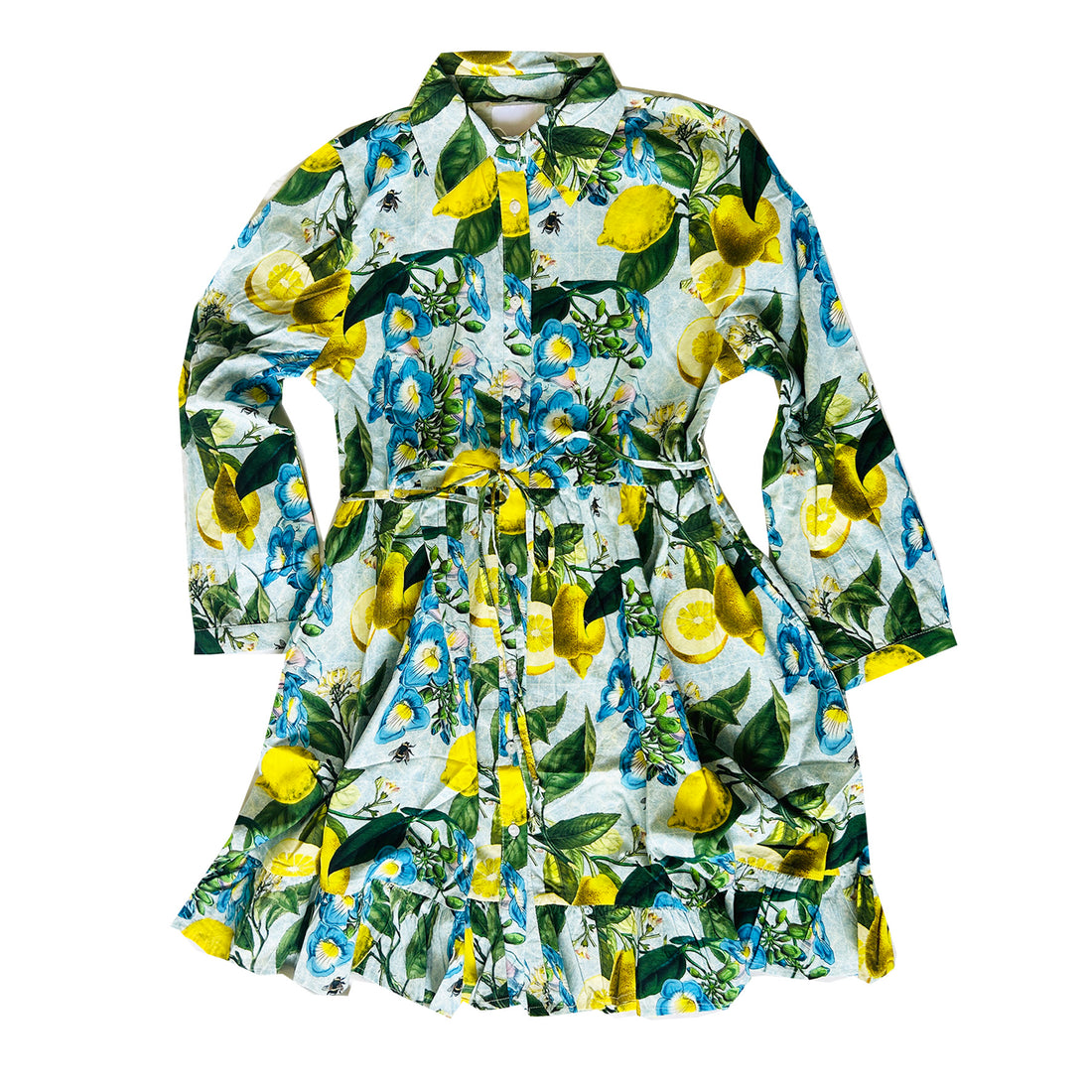 Rosehip Design Josie Cotton Dress is a knee-length cotton tiered dress with a tie belt and pockets. Make a statement in our zesty Sicily design.