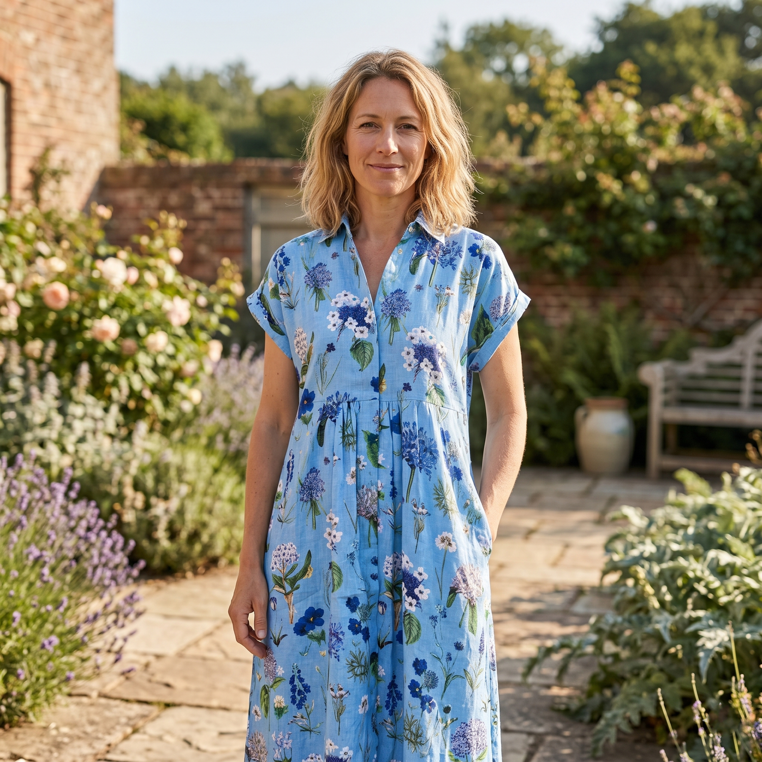 Kate Linen Dress - Blue Hydrangea