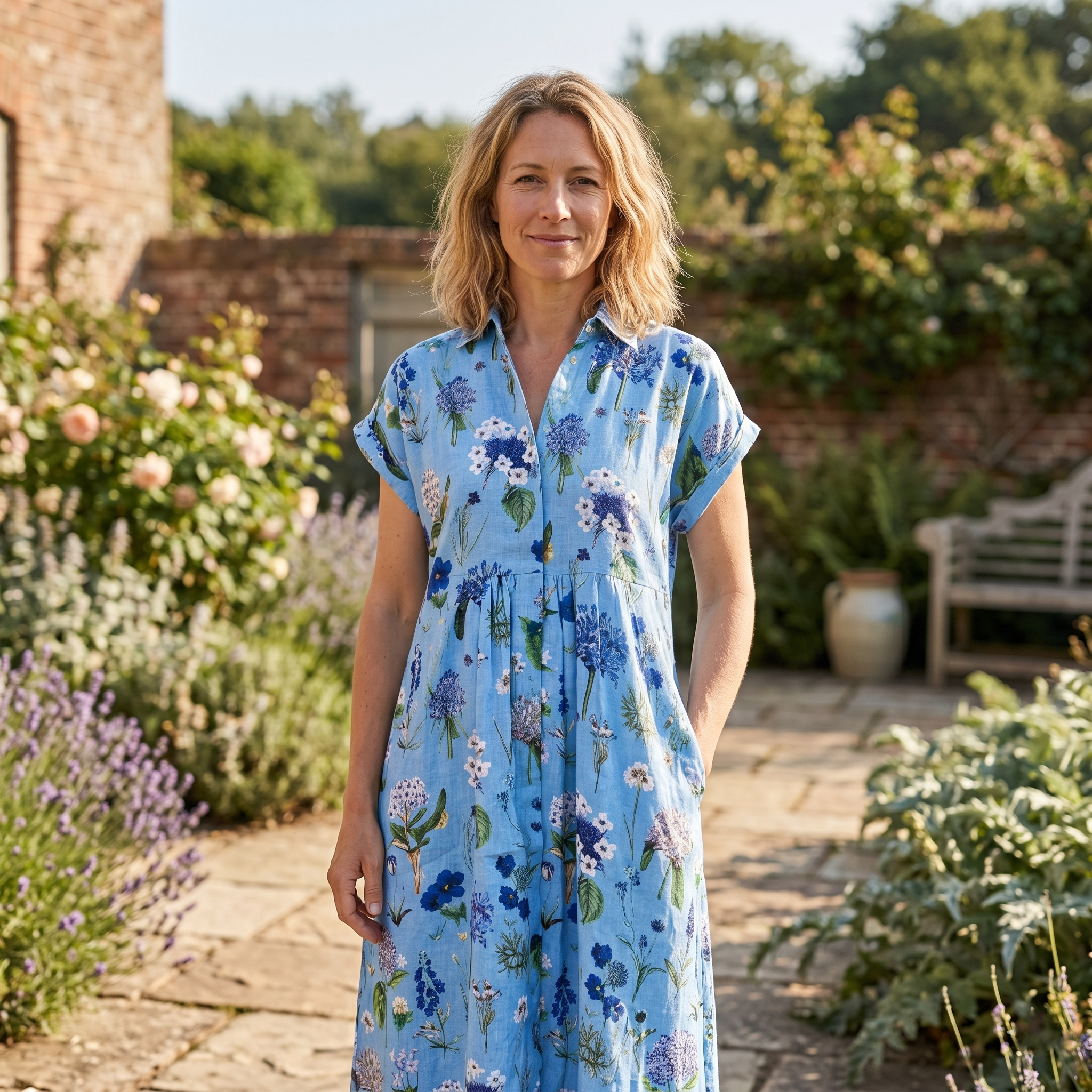 Kate Linen Dress - Blue Hydrangea