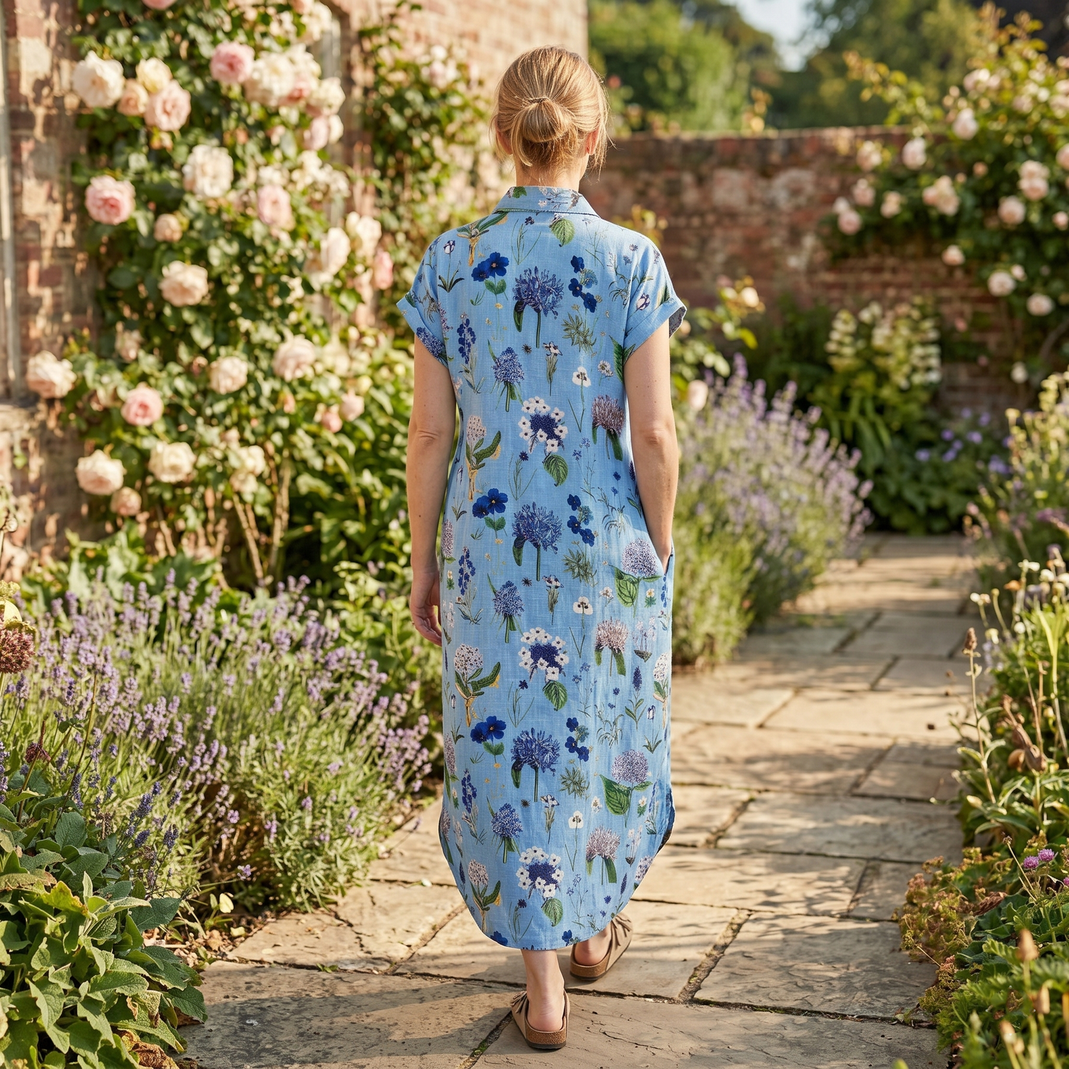 Kate Linen Dress - Blue Hydrangea