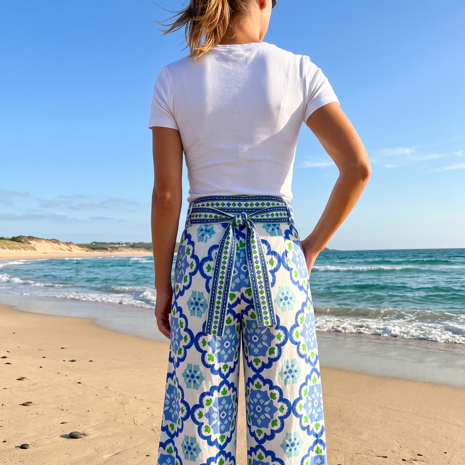 Matilda Cotton Trousers - Majorca Blue