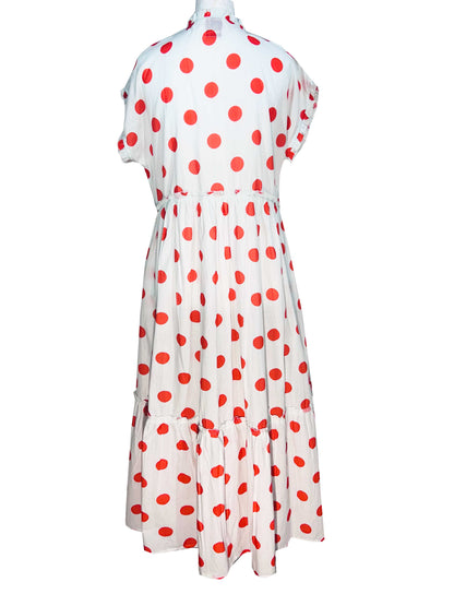 Olivia Tiered Dress - Orange Dot