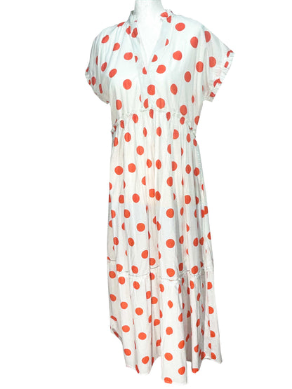 Olivia Tiered Dress - Orange Dot