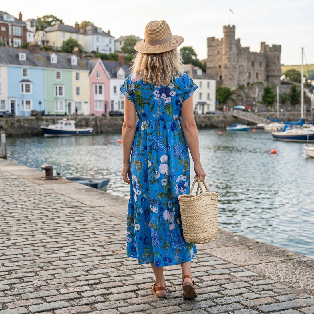 Olivia Cotton Dress - Cobalt Blue