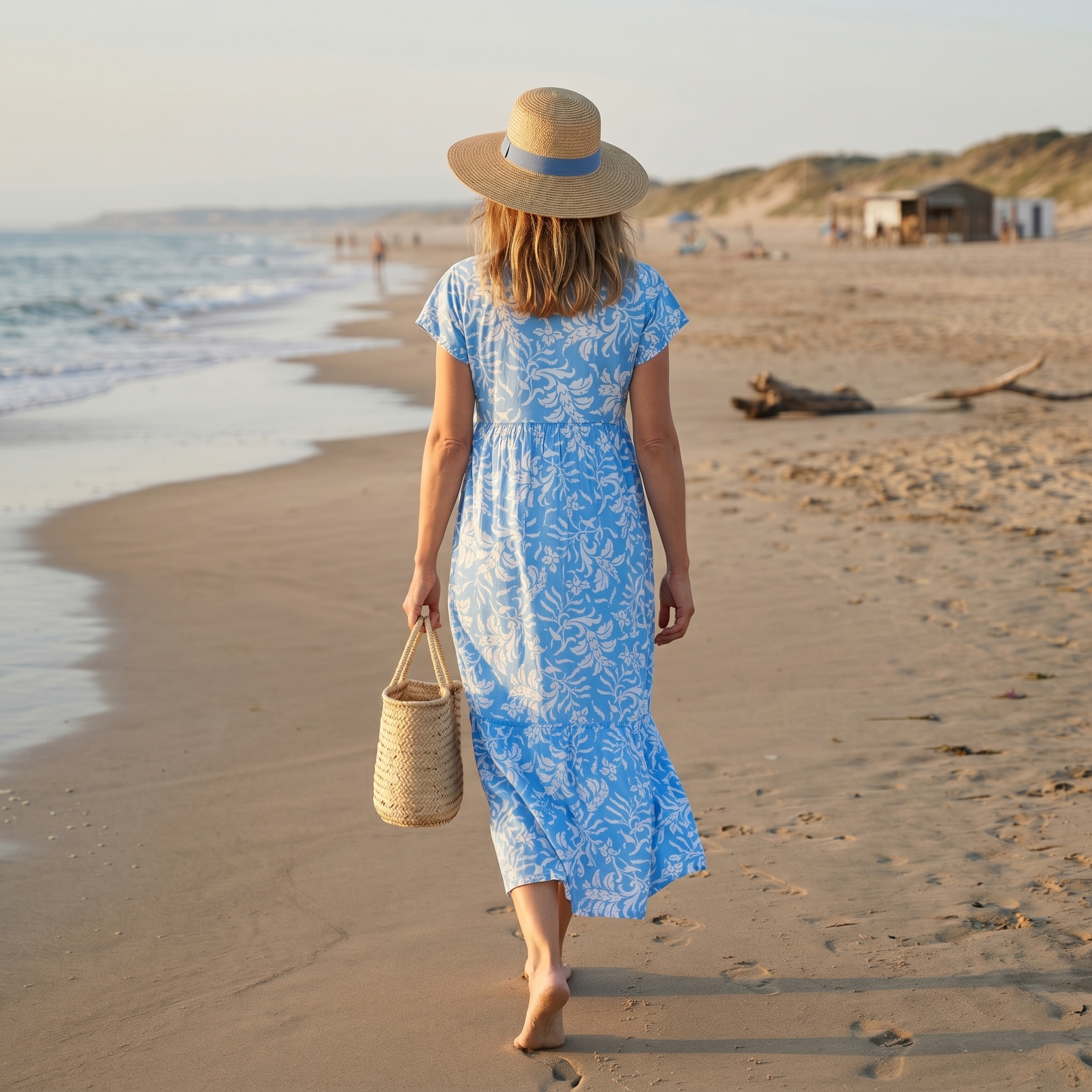 Olivia Cotton Dress - Leaf Aqua