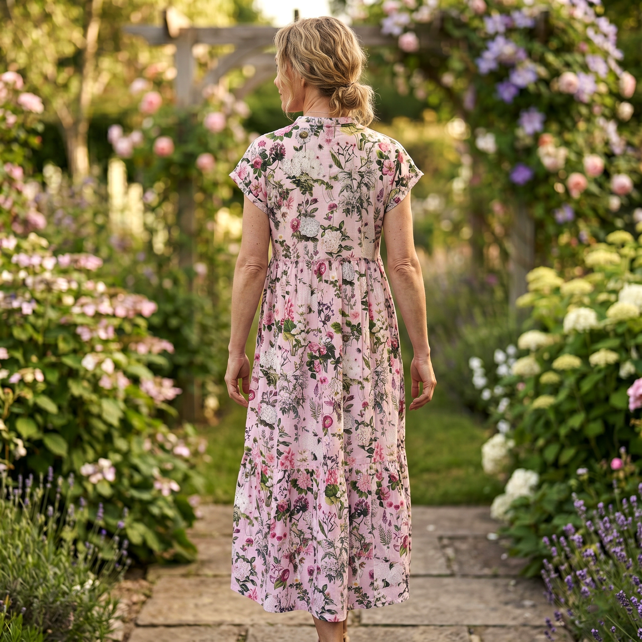 Olivia Cotton Dress - Pink Bouquet