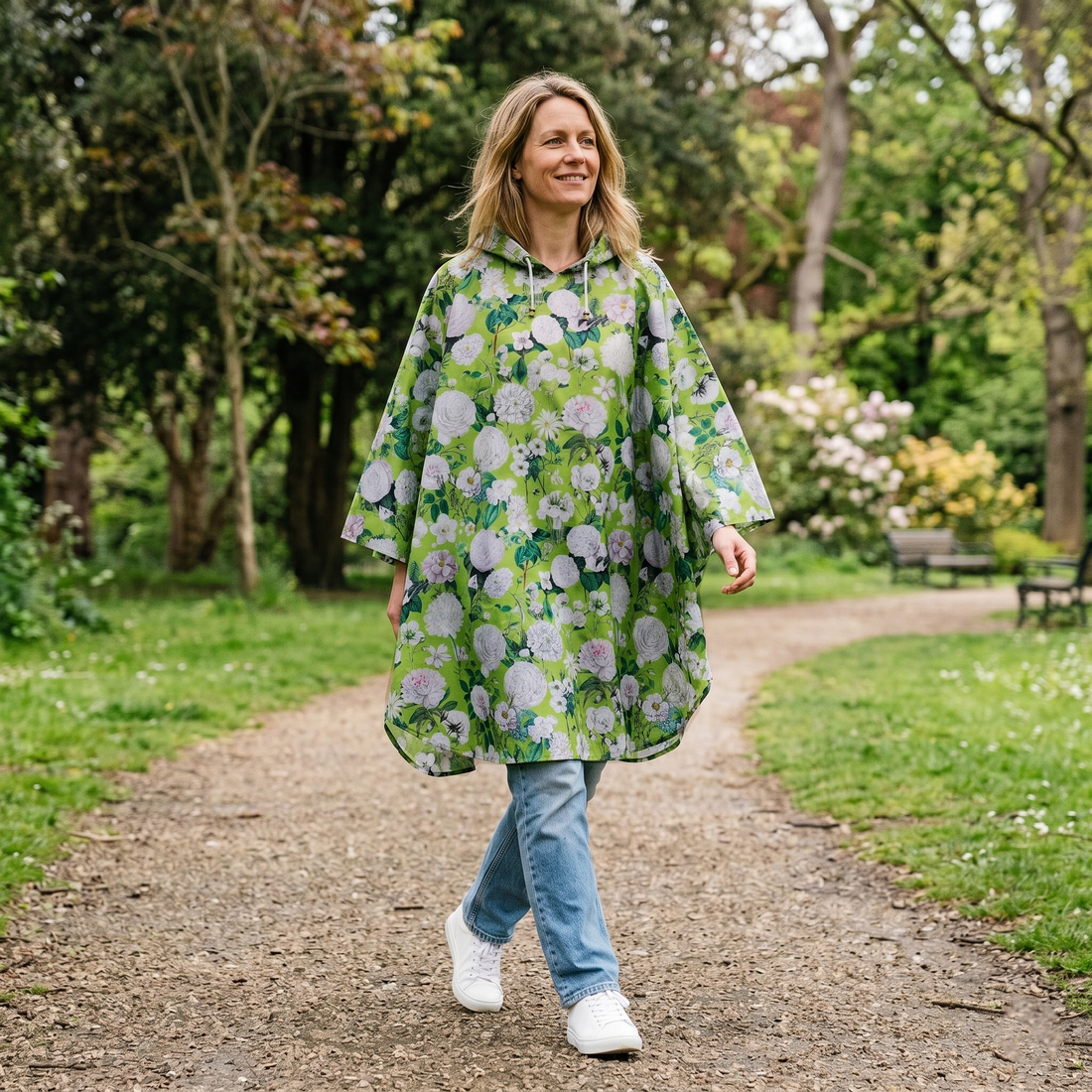 Rain Poncho - Camelia Verde