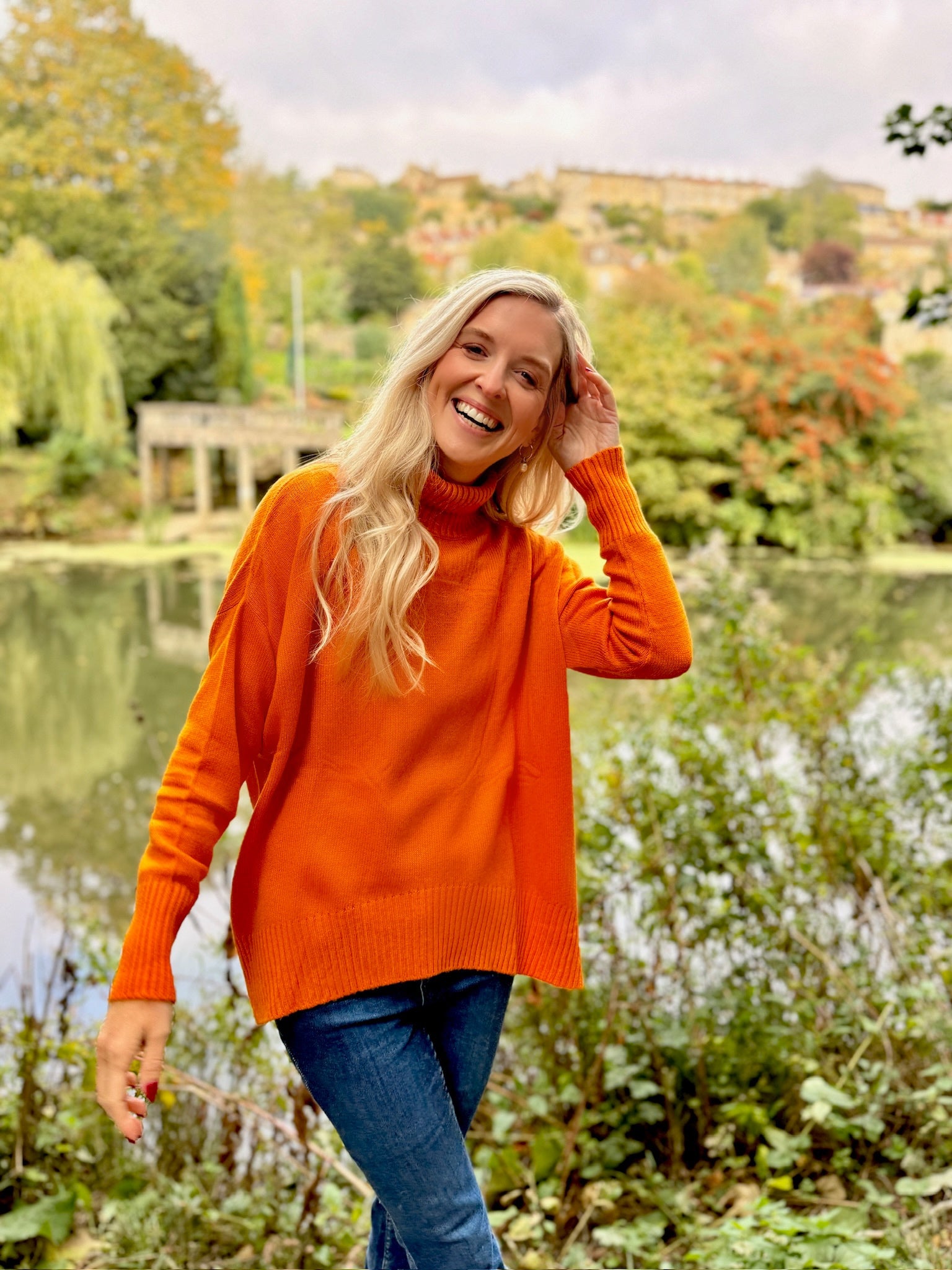 Stay effortlessly stylish and snug in this Rosehip Design woollen roll neck jumper, designed with a modern high-low hem that falls longer at the back for a flattering, easy silhouette. Crafted from soft, warming wool, it offers both comfort and elegance — perfect for layering on chilly days. The classic roll neck adds a touch of sophistication, while the relaxed fit makes it a versatile wardrobe staple you’ll reach for all season.