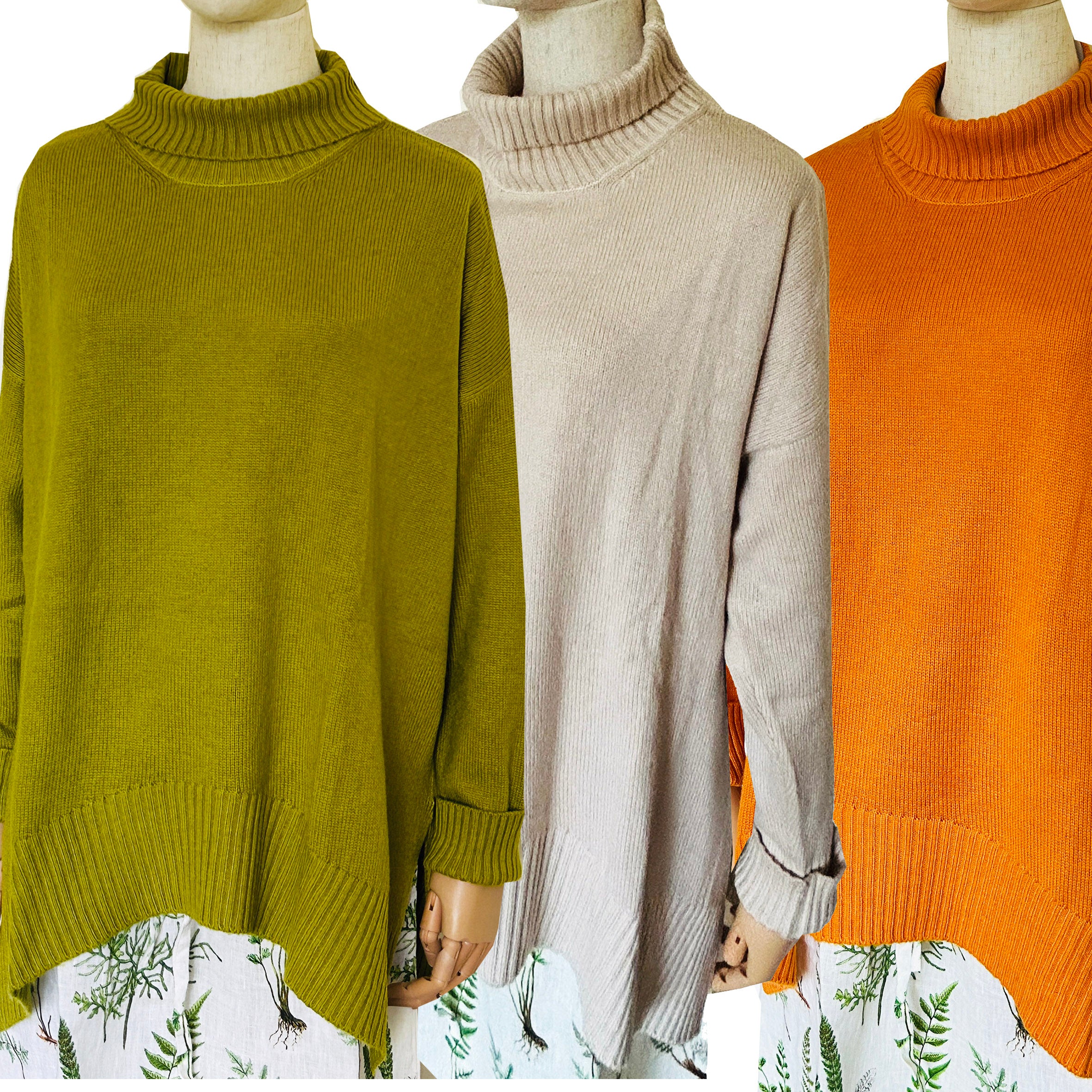 Stay effortlessly stylish and snug in this Rosehip Design woollen roll neck jumper, designed with a modern high-low hem that falls longer at the back for a flattering, easy silhouette. Crafted from soft, warming wool, it offers both comfort and elegance — perfect for layering on chilly days. The classic roll neck adds a touch of sophistication, while the relaxed fit makes it a versatile wardrobe staple you’ll reach for all season.