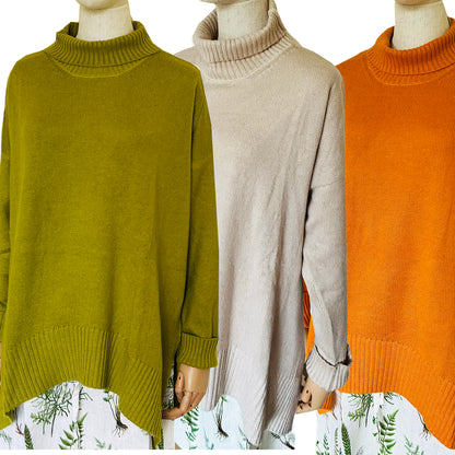 Stay effortlessly stylish and snug in this Rosehip Design woollen roll neck jumper, designed with a modern high-low hem that falls longer at the back for a flattering, easy silhouette. Crafted from soft, warming wool, it offers both comfort and elegance — perfect for layering on chilly days. The classic roll neck adds a touch of sophistication, while the relaxed fit makes it a versatile wardrobe staple you’ll reach for all season.