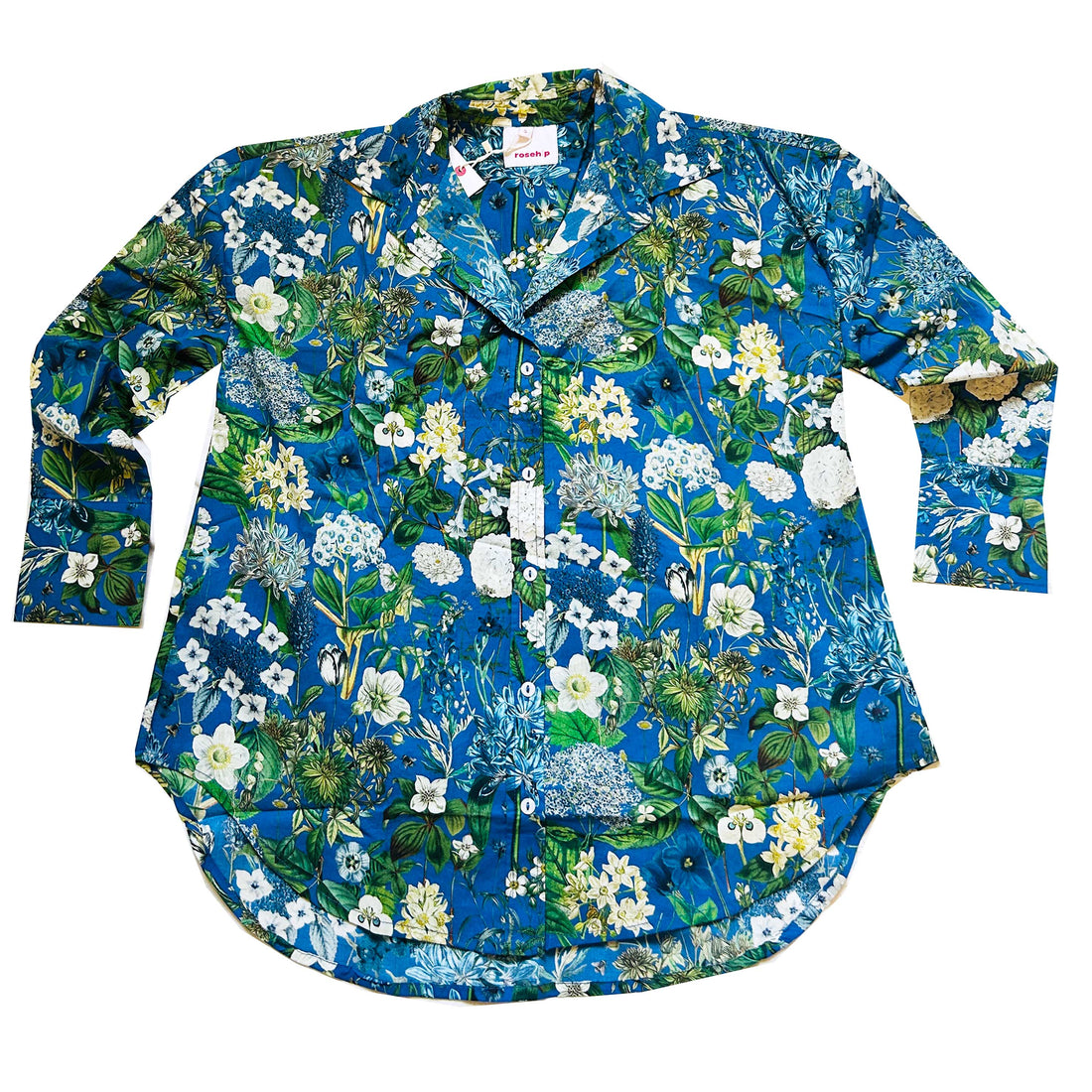 Get ready for a blooming spring with the Rosehip Design Sarah Cotton Shirt! Made with soft cotton, this shirt features the lovely Spring Blues floral print and 3/4 sleeves.

Wear it with a Sally skirt.