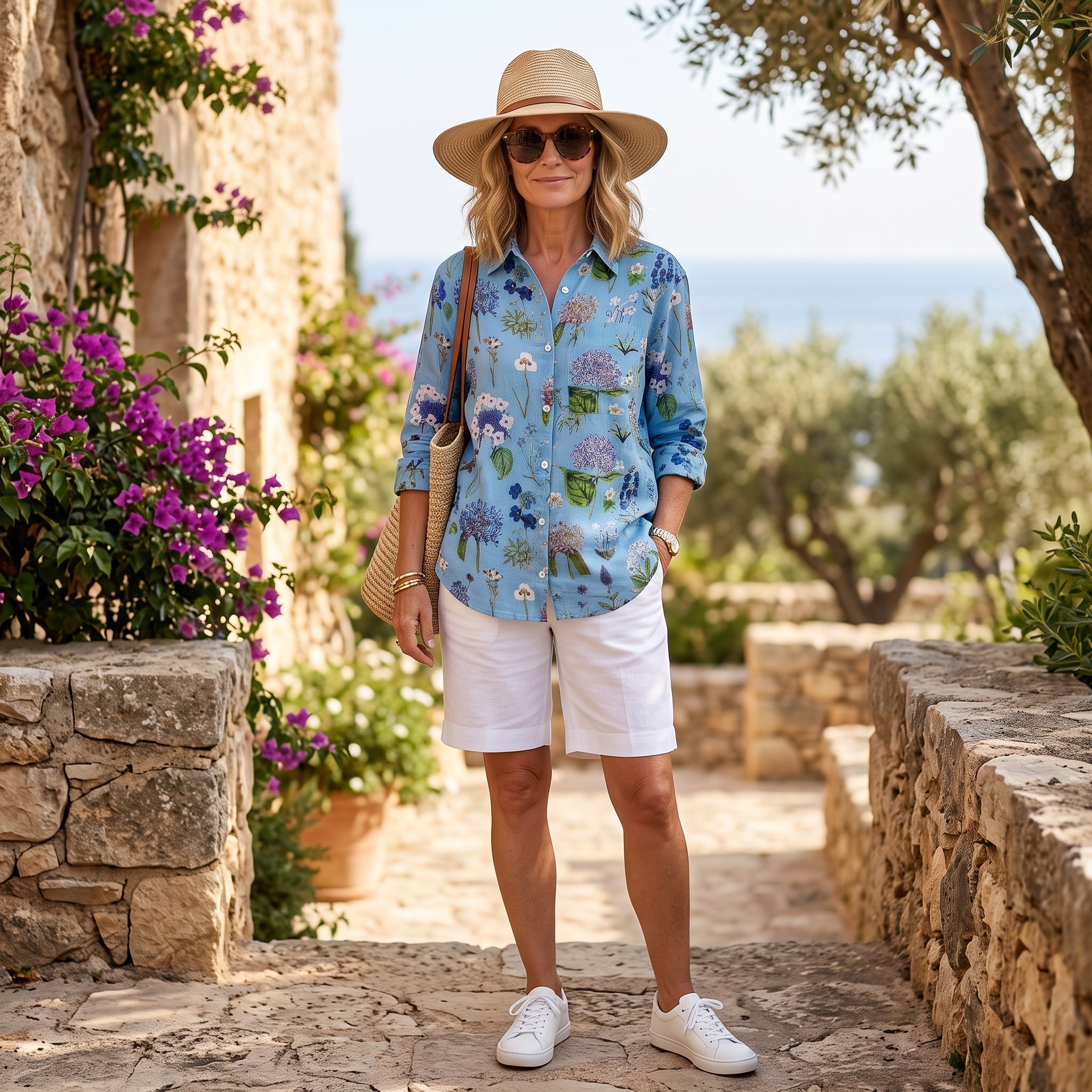 Stacey Cotton Shirt - Blue Hydrangea
