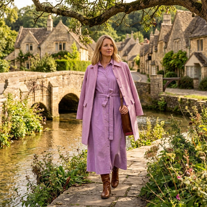 Sabrina Coat - Mauve Check