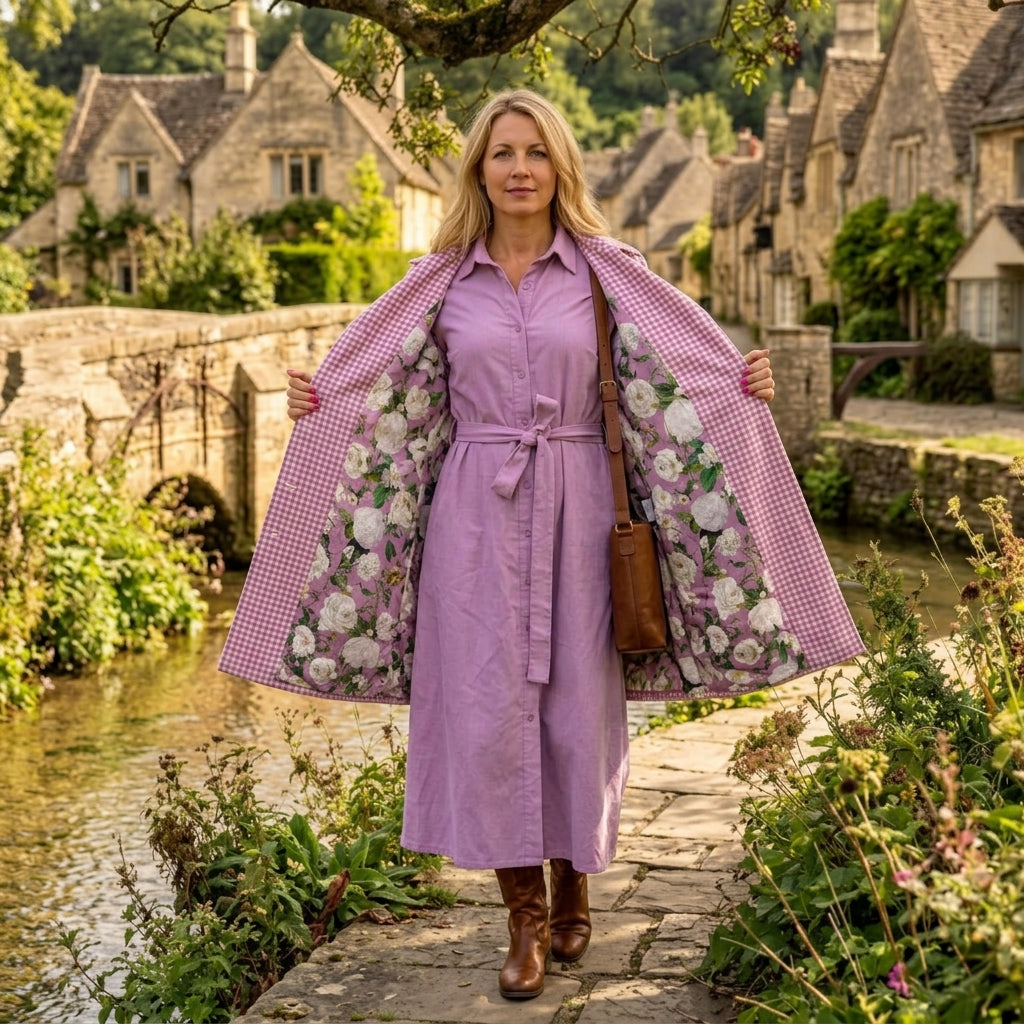 Sabrina Coat - Mauve Check