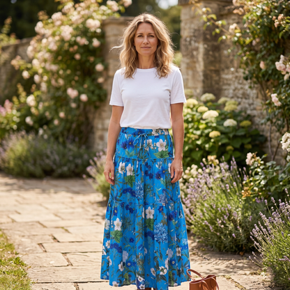 Sally Cotton Skirt - Cobalt Blue