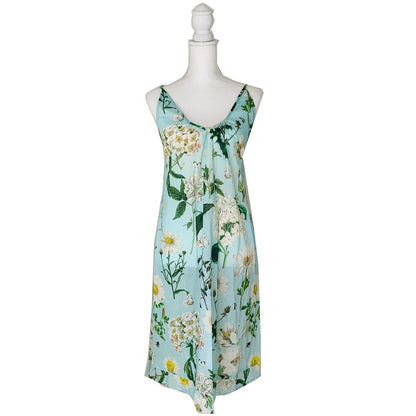 Rosehip Design Short Strappy Nighties look beautiful in our dreamy Heavenly Aqua print on 100% Cotton Voile. The Nighties are loose and comfortable to sleep in with an elasticated back and adjustable straps.