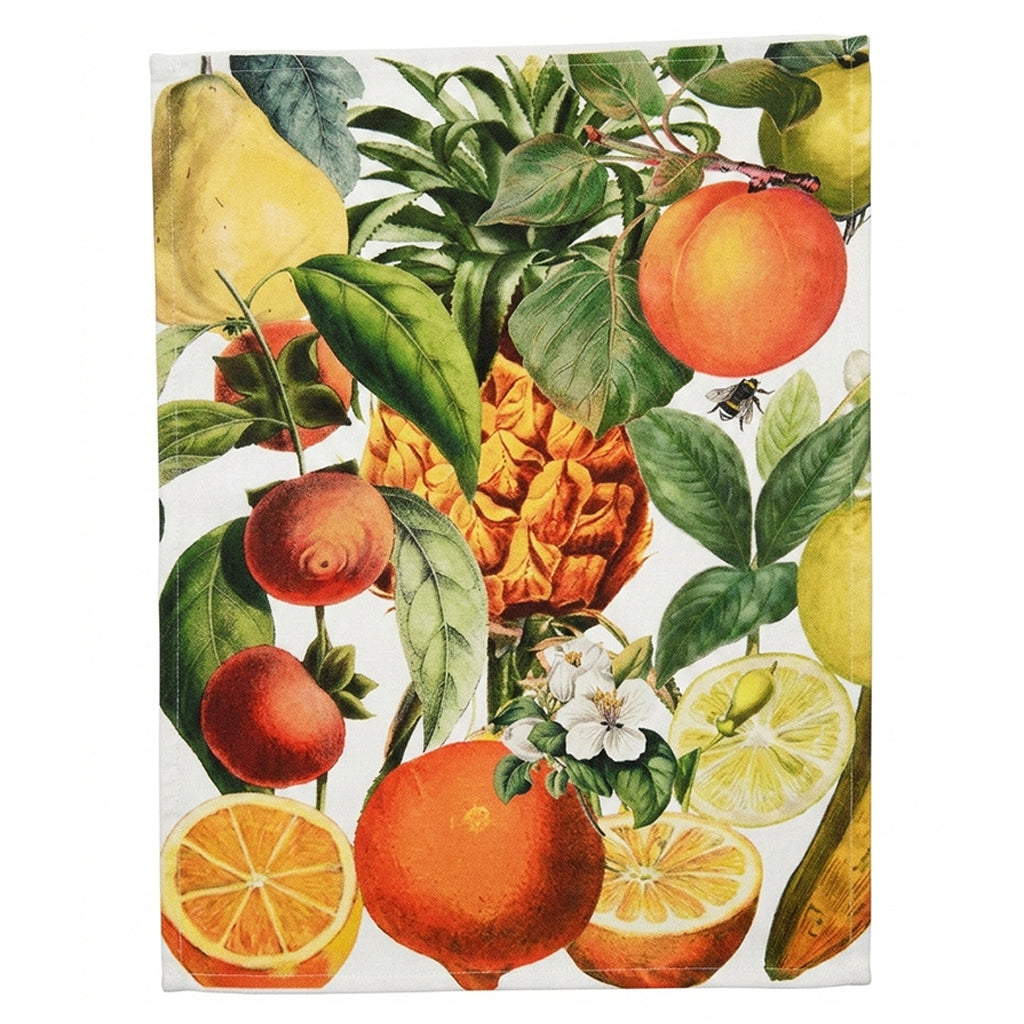 This stylish tea towel from Rosehip Design features a vibrant, vintage-inspired floral themed print.
Made from 100% cotton, this practical and highly absorbent essential makes drying dishes effortless.
Complete with a hanging loop, it is a durable, machine-washable accessory.
Also available in matching Apron and Heart Pot Holder.