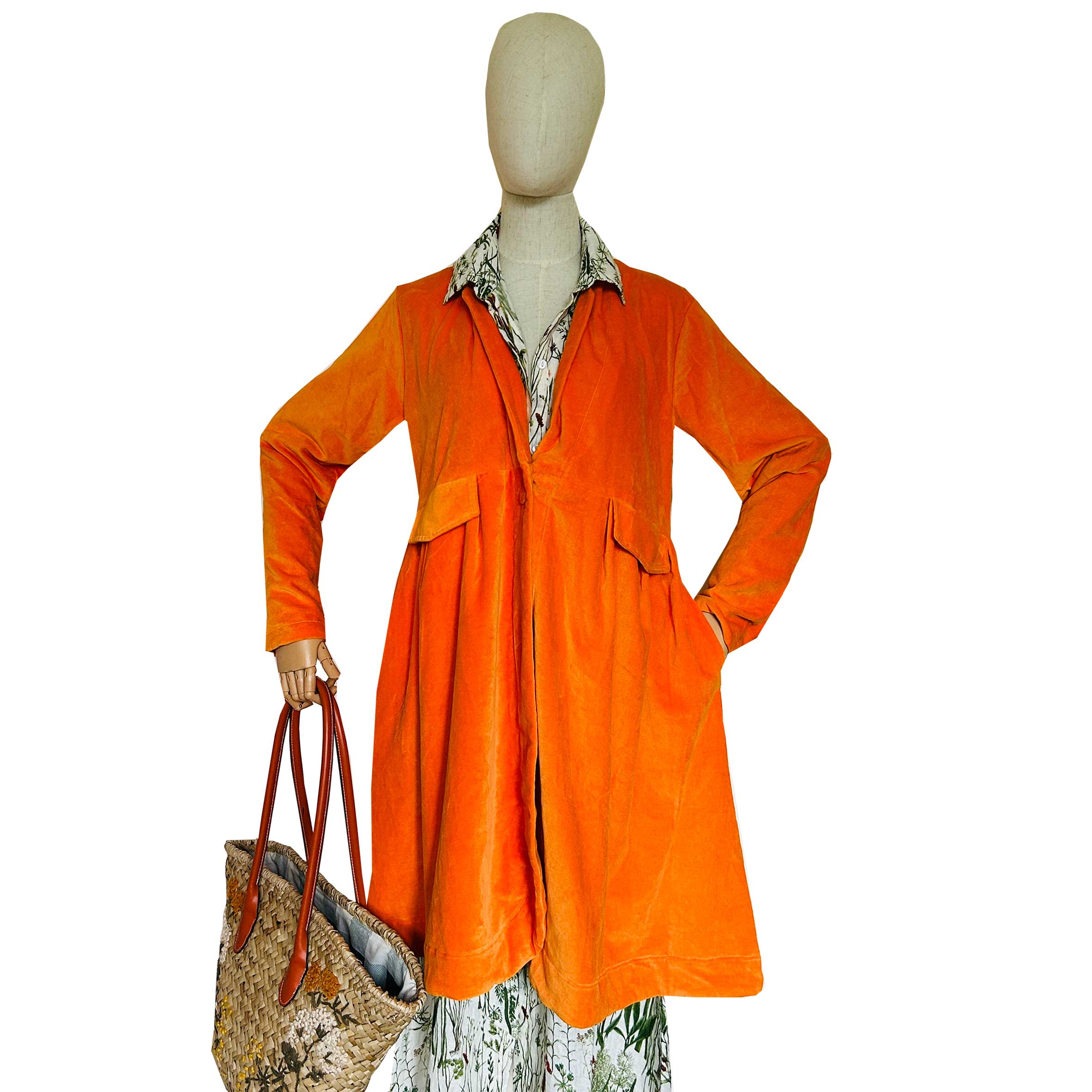 Valeria Velvet Coat - Orange Pepper
