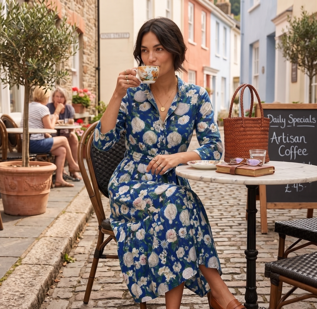 Ally Cotton Dress - Camelia Periwinkle