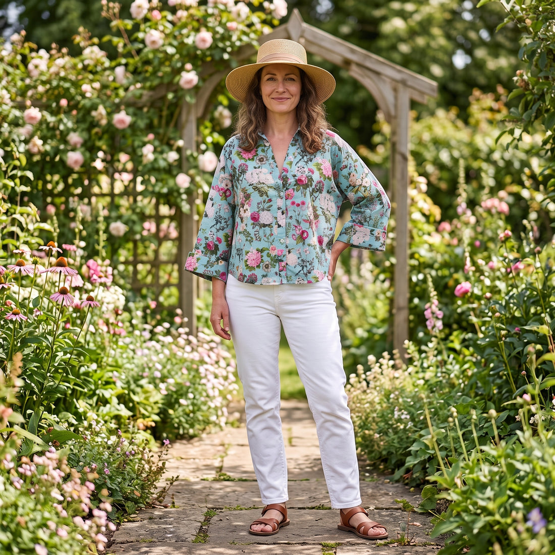 Amelia Cotton Shirt - Blue Bouquet