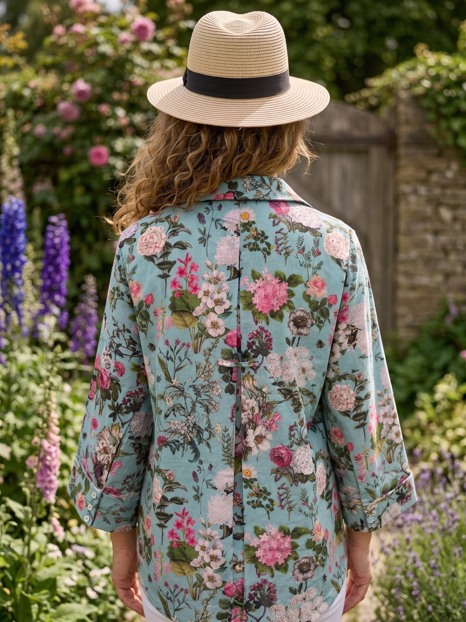 Amelia Cotton Shirt - Blue Bouquet