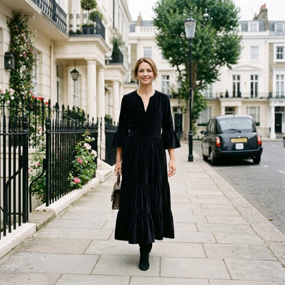 Annabel Velvet Dress - Charcoal