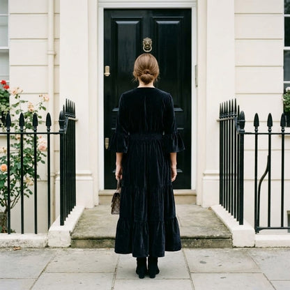 Annabel Velvet Dress - Charcoal