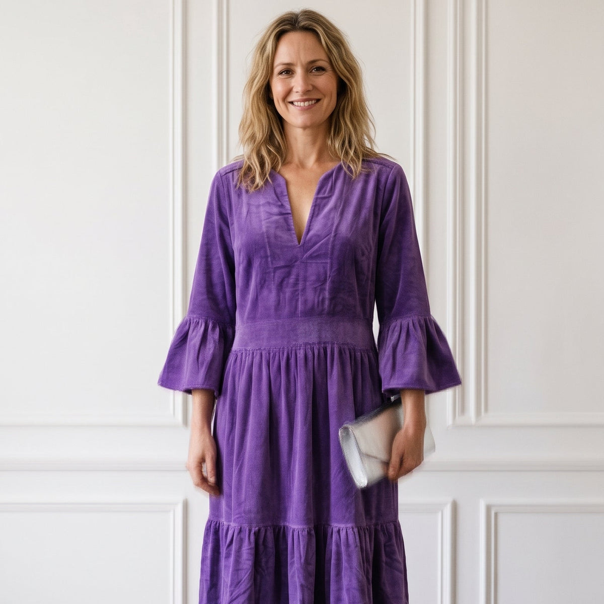 Annabel Velvet Dress - Violet