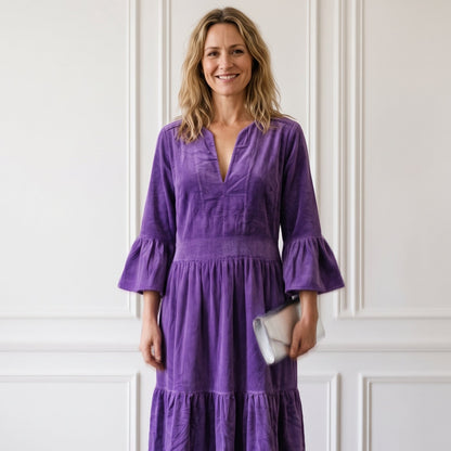 Annabel Velvet Dress - Violet