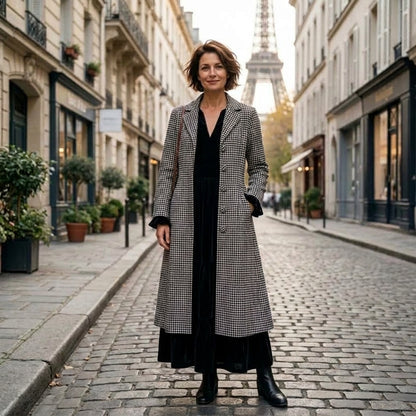 Carla Cotton Dress Coat - Black Checks