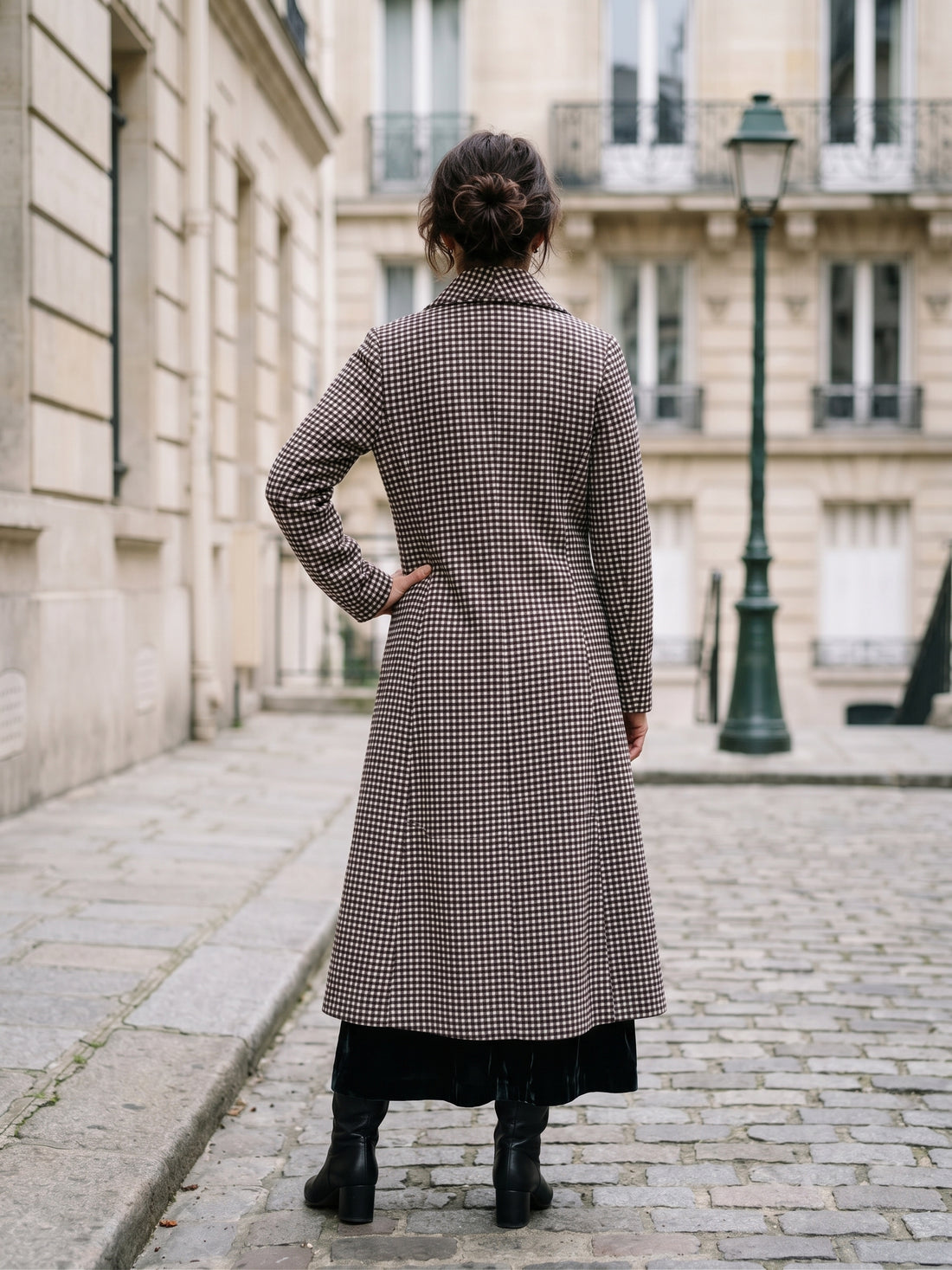 Carla Cotton Dress Coat - Black Checks