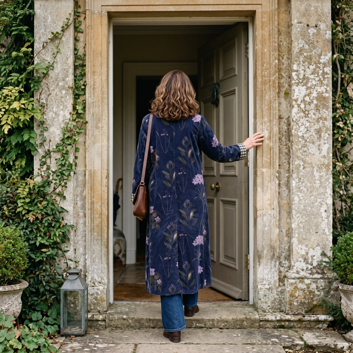 Carla Velvet Dress Coat - Serenity Navy