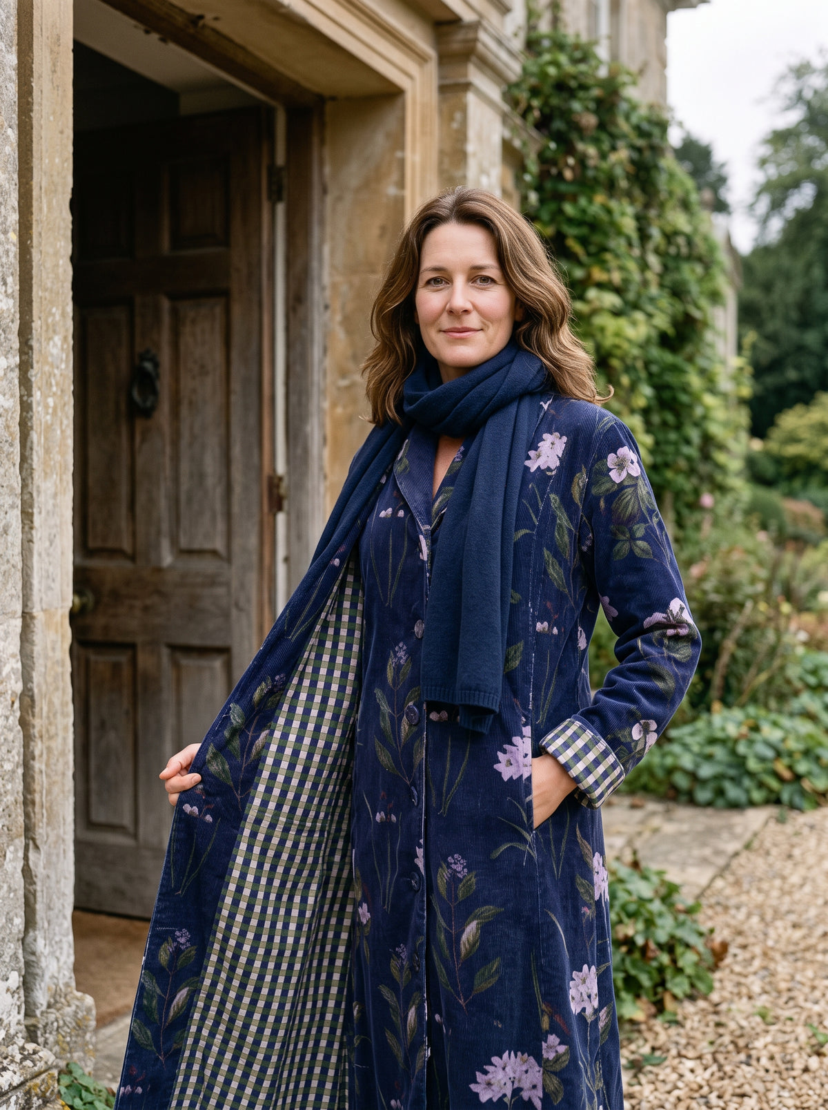 Carla Velvet Dress Coat - Serenity Navy