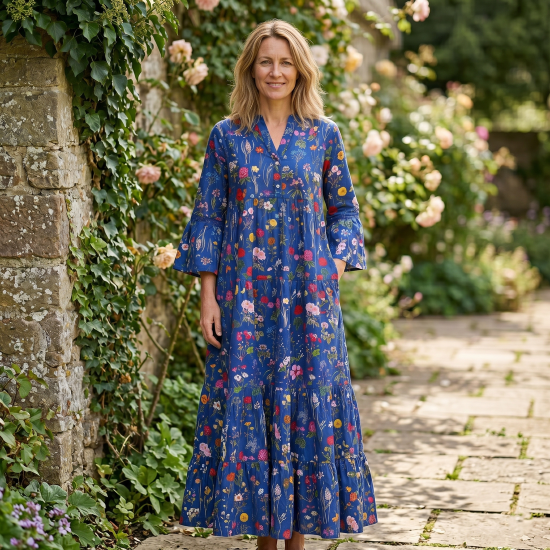 Cleo Cotton Dress - Barton Blue