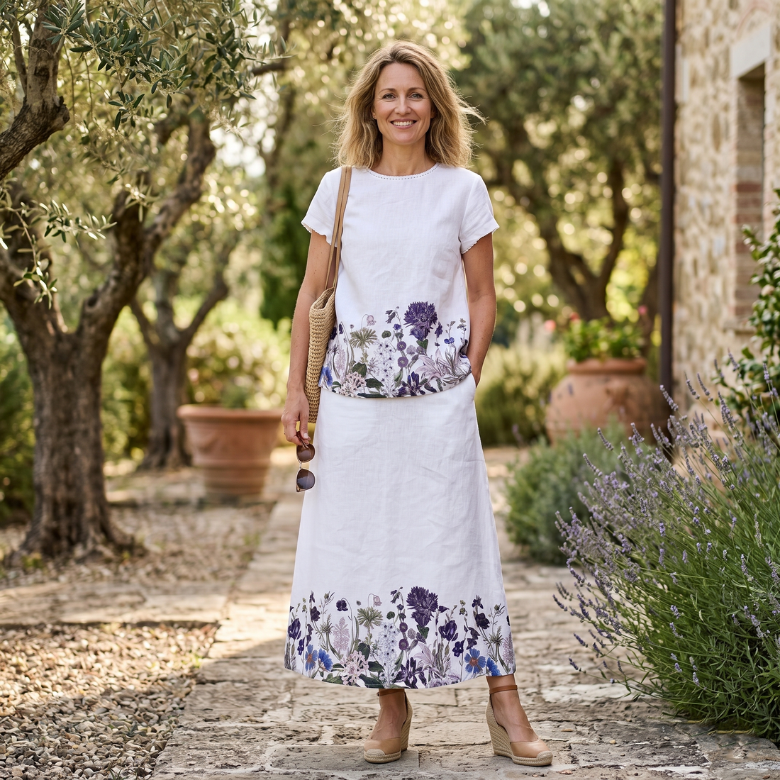 Eliza Linen Skirt - Bluebell