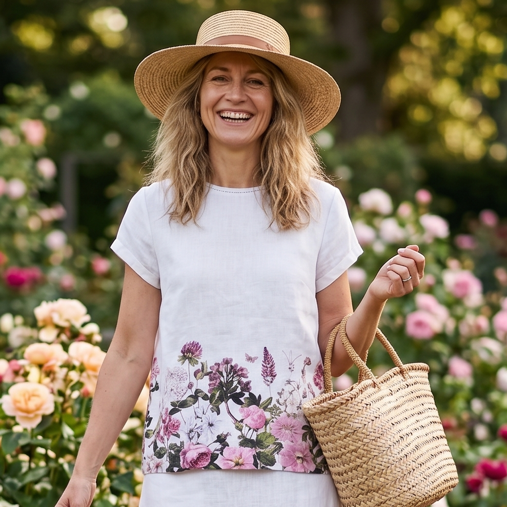 Eliza Linen Shirt - Rosy Posy