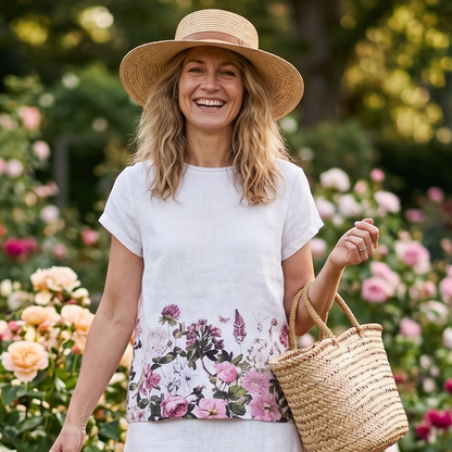Eliza Linen Shirt - Rosy Posy