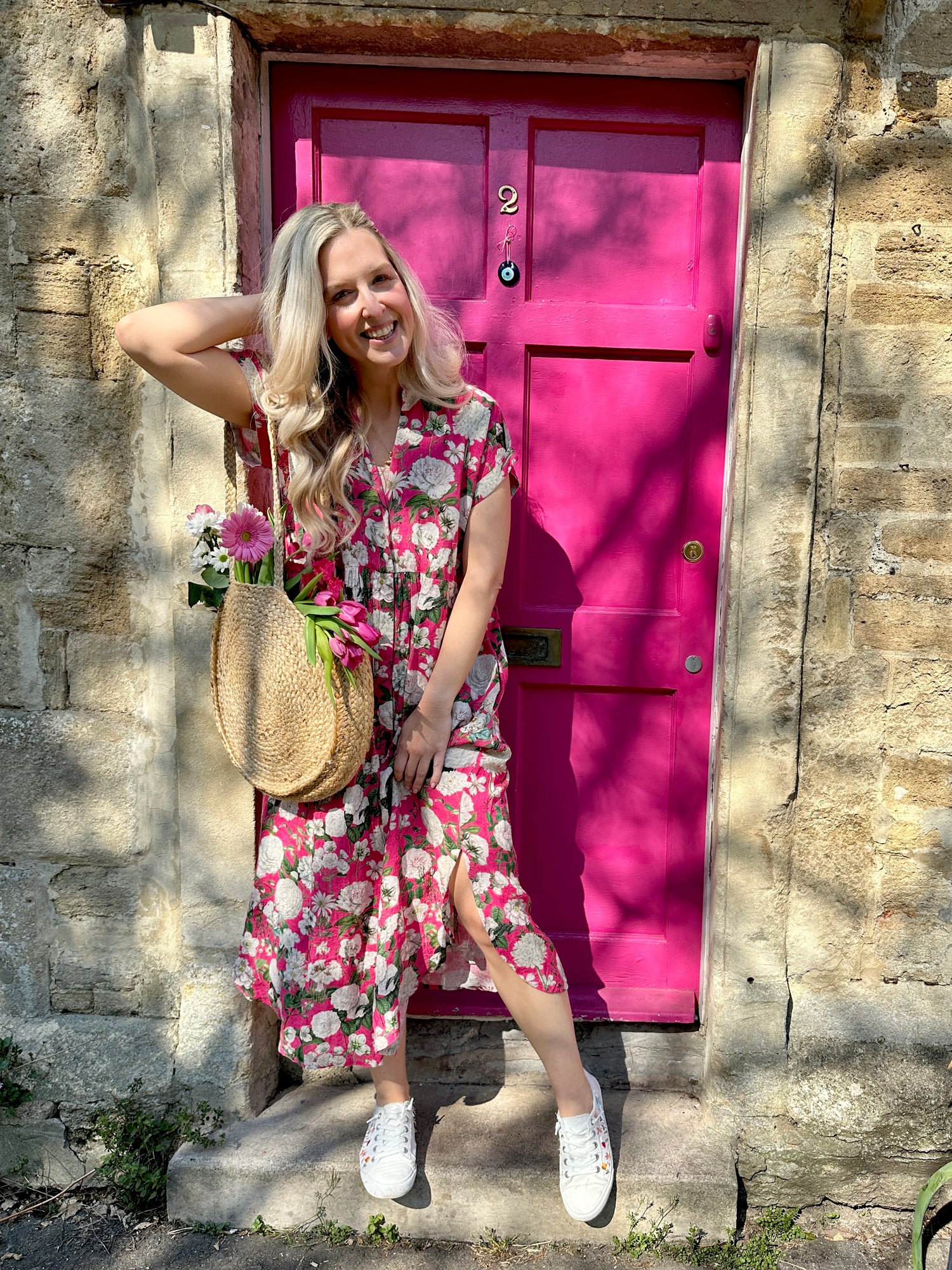 Kate Linen Dress - Camelia Magenta