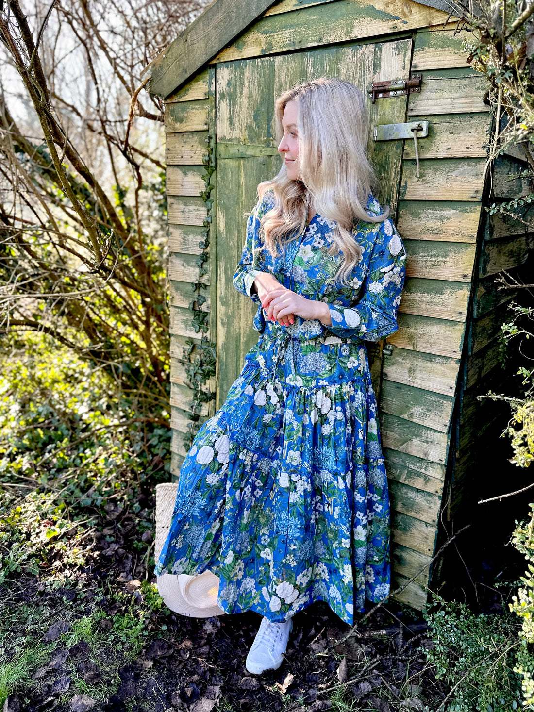 Sally Cotton Skirt - Spring Blues