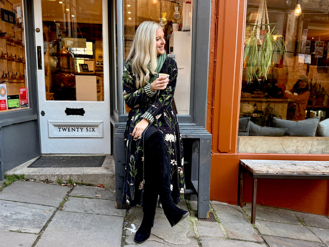 Carla Velvet Dress Coat - Serenity