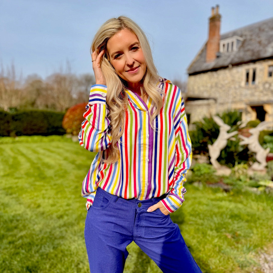 Stacey Satin Shirt - Barton Summer Stripes