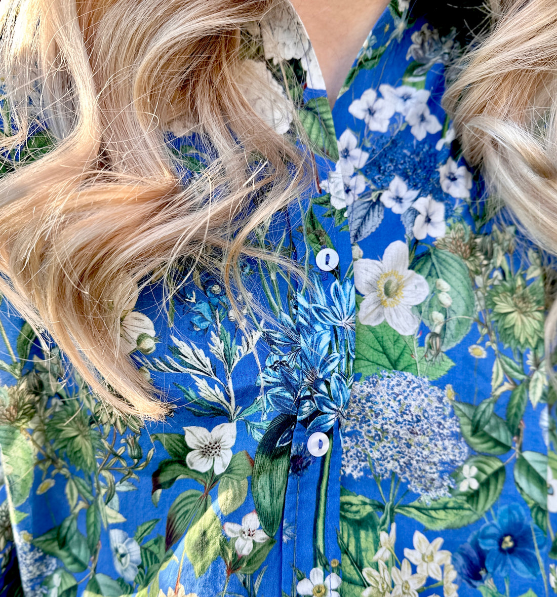 Sarah Cotton Shirt - Spring Blues