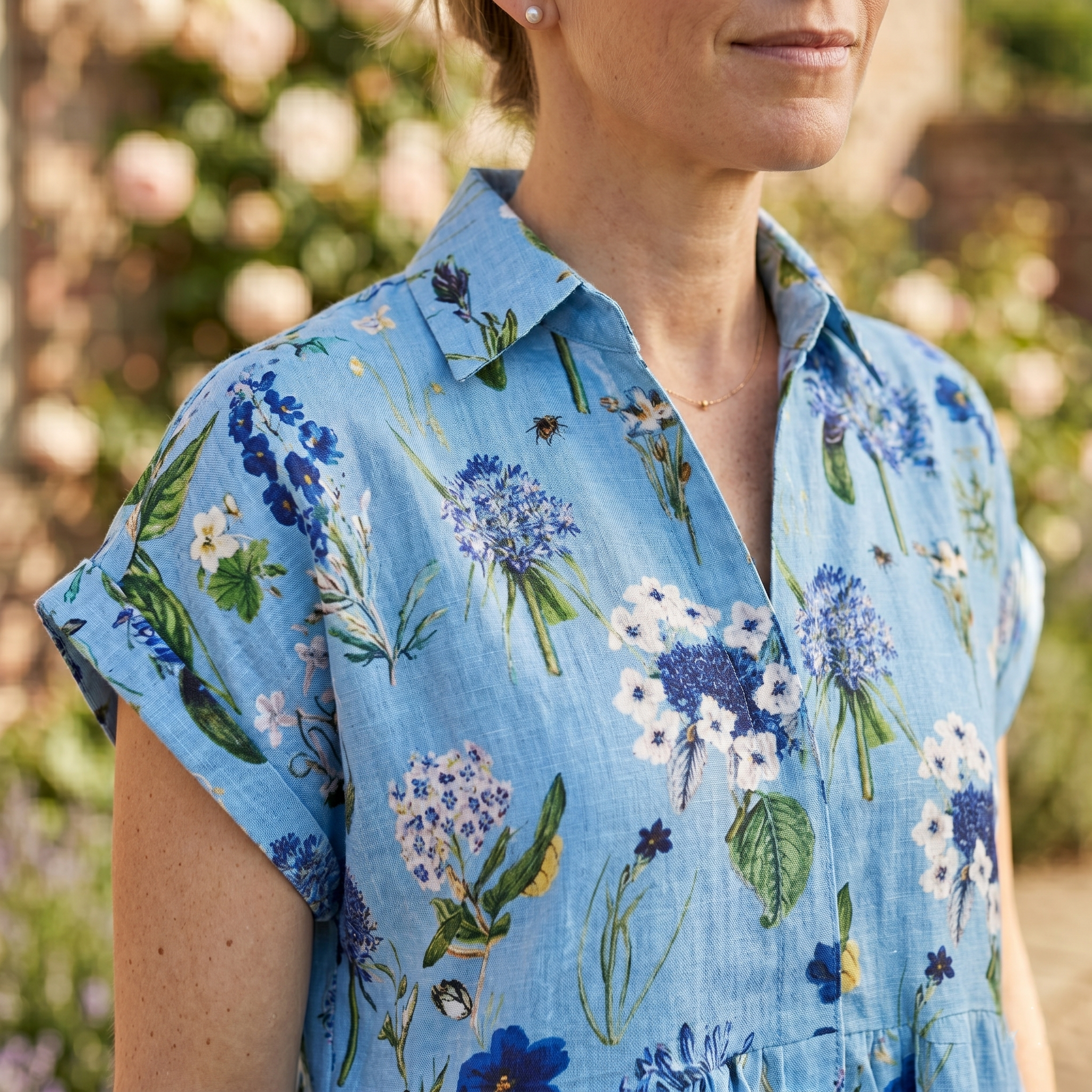 Kate Linen Dress - Blue Hydrangea